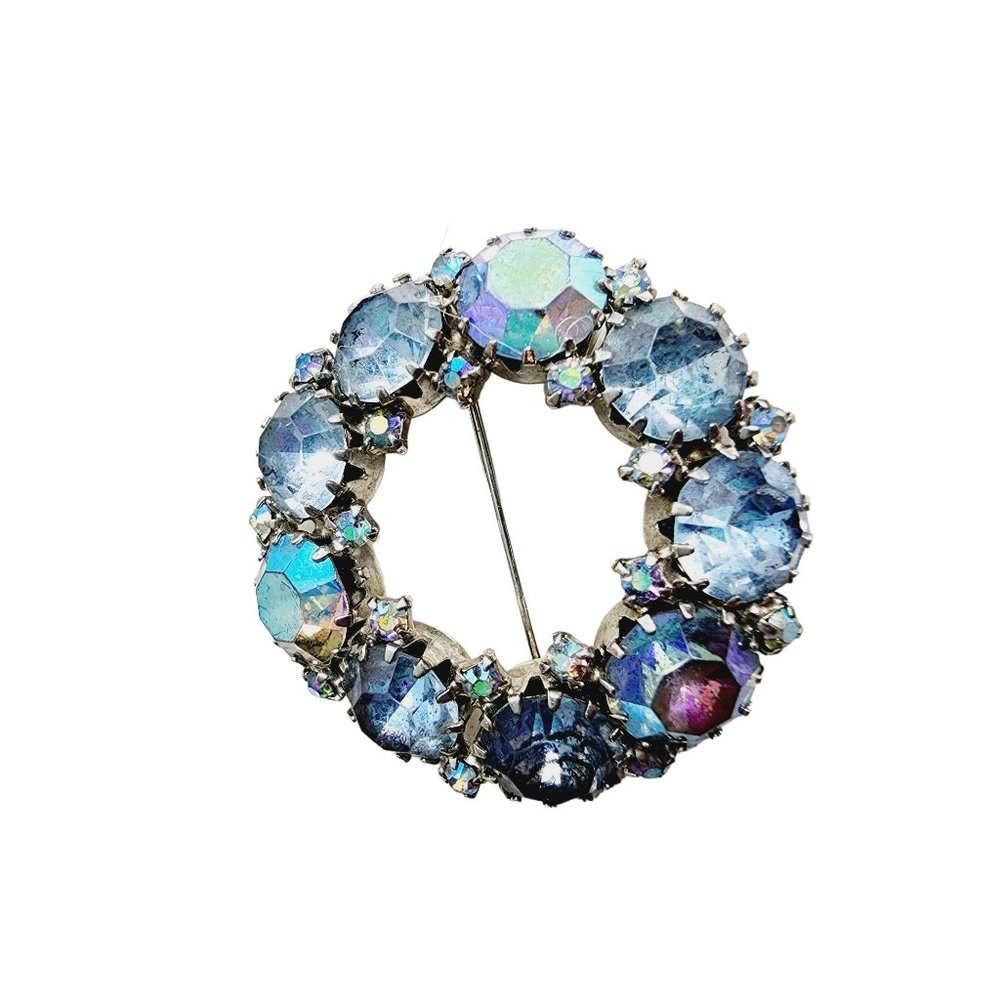 Vintage Signed Weiss Wreath AB Rhinestone Brooch (A1419)